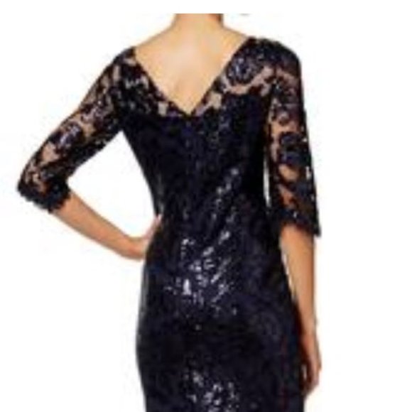 Embroidered Lace Sequin Evening Gown,size2 - Picture 2 of 7